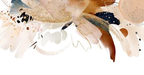 Türaufkleber Babyzimmer Aquarellkunst Illustration und Gold, lokalisiert auf weißem Hintergrund. Abstrakter moderner Druck.