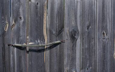 Natural background of old boards and old nails inside

V