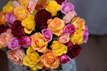bouquet of colorful roses