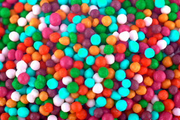 Fototapeta na wymiar Colorful candies abstract background, copy space. Sweets texture. Top view, flat lay