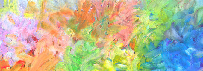 Abstract color oil pastel blot horizontal painting background.