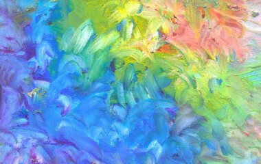 Abstract color oil pastel blot horizontal painting background.