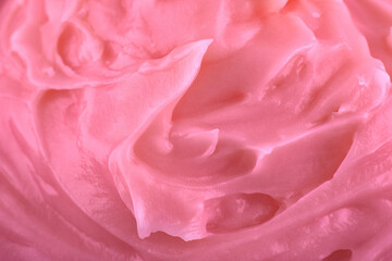 Fototapeta na wymiar Pink texture of cream background, copy space. Top view, flat lay