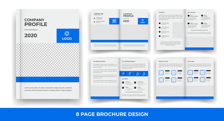 Fototapeta na wymiar 8 Pages creative business brochure template and simple & minimal design template 