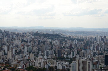 Landscape of the city of Belo Horizonte, State of Minas Gerais, Brazil at a sunny day with blue sky at 3pm in the spring