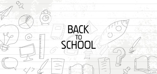 Fototapeta premium Back to school design with kids hand drawn on paper background template vector