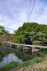 Fototapeta premium 四万十川 一斗俵沈下橋 -現存最古の四万十川沈下橋-