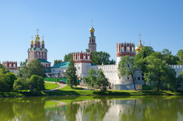Fototapeta na wymiar Novodevichy monastery on a Sunny summer day. Moscow, Russia