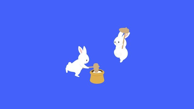 ウサギが餅をつくアニメーション 