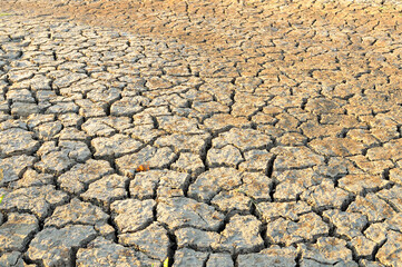Cracks on the surface of gray clay/ Background