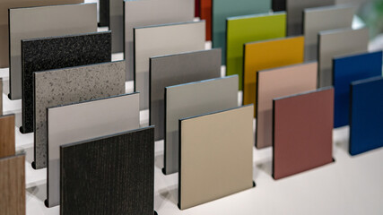 samples of finishing materials with various surfaces