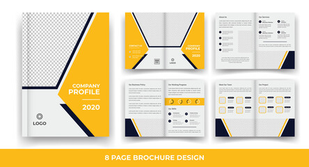 8 Pages creative business brochure template and simple & minimal design template	