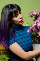 young woman with flowers