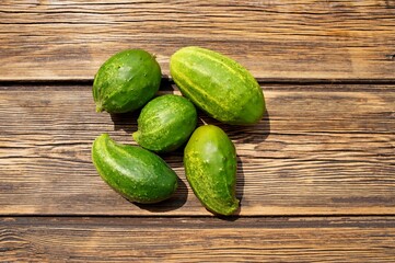 cucumbers on a wooden table