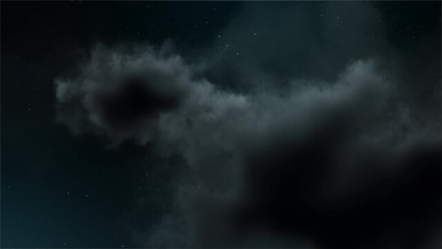 Animation of a Bright Night Sky with Stars and Heavy Clouds, 4k resolution, Travelling, Motion Background, 02