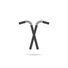 Drinking plastic straw icon with shadow