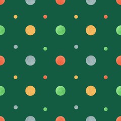 Polka dots Seamless pattern, dotted fabric texture colorful on dark green retro style background for kids blog, web design, scrapbooks, party or baby shower invitations and wedding cards.