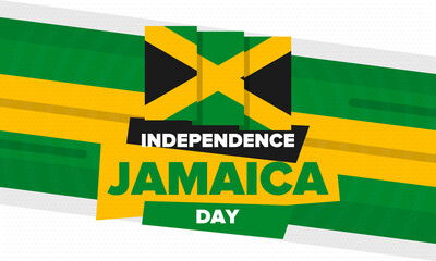 Fototapeta premium Jamaica Independence Day. Independence of Jamaica. Holiday, celebrated annual in August 6. Jamaica flag. Patriotic element. Poster, greeting card, banner and background. Vector illustration