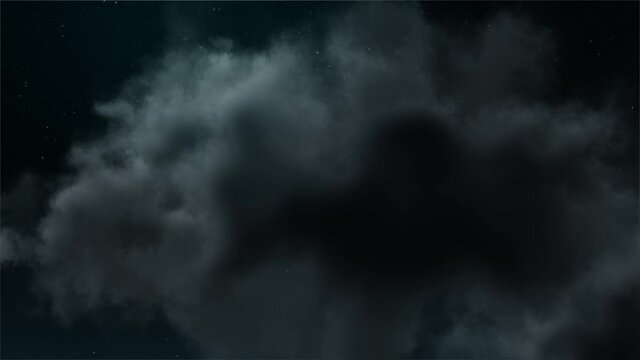 Animation of a Bright Night Sky with Stars and Heavy Clouds, 4k resolution, Travelling, Motion Background, 01