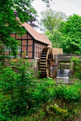 water mill, half-timbered house