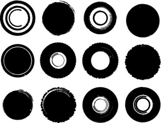 Grunge post Stamps Collection, Circles. Banners, Insignias , Logos, Icons, Labels and Badges Set . vector distress textures.blank shapes.