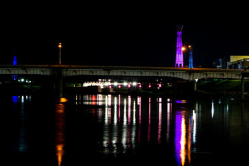 Fototapeta na wymiar Night bridge in Dayton