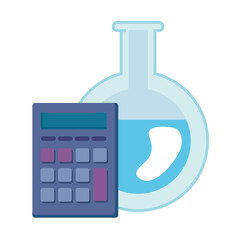 School flask and calculator design, Education class lesson knowledge preschooler study learning classroom and primary theme Vector illustration