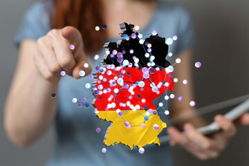 Abstract of germany map network in hand