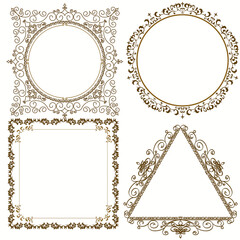 Frame Calligraphic set, Monogram emblem, Heraldic, Fashion sign. Vector