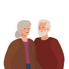 Obraz premium Grandmother and grandfather avatar design, Old woman man female male person mother father and grandparents theme Vector illustration