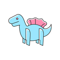 Dinosaur 3D puzzle toy RGB color icon. Dino toy for toddlers. Educational games playing figure. Imagination and brain development. Children activity ideas. Isolated vector illustration