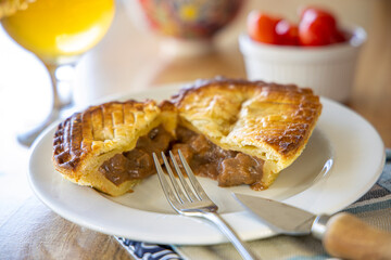 Mutton Curry Pie Cut in Half