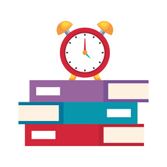 clock on school books design, Education class lesson knowledge preschooler study learning classroom and primary theme Vector illustration