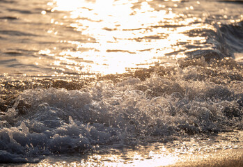 wave splash sea beach close up sunrise