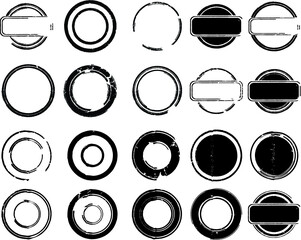 Grunge post Stamps Collection, Circles. Banners, Insignias , Logos, Icons, Labels and Badges Set . vector distress textures.blank shapes.