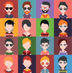 User avatars, avatars with faces and heads for social network ( Male and female faces )