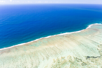 Aerial view of coral reef from the Helicopter, Mauritius, Africa