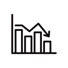 Line graph of declining arrow. Recession, stock market crash concept icon.