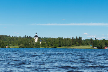 Indals&auml;lven. Lits kyrka church on the banks of the Indals&auml;lven River