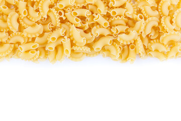 Creste di gallo italian pasta isolated on white. Close-up.