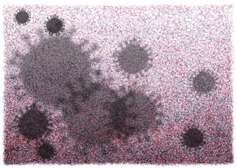 Coronavirus on the red and black background