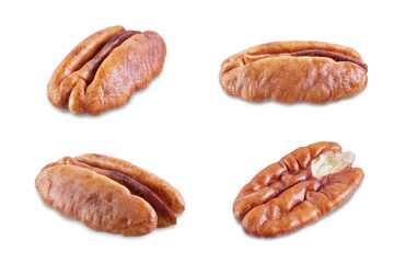 Pecan nuts on a white isolated background