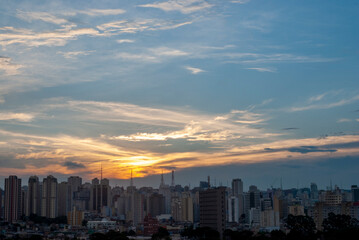 Naklejka na ściany i meble panorama with sunset in the city of São Paulo