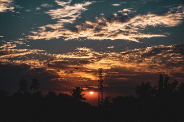 sunset over the city