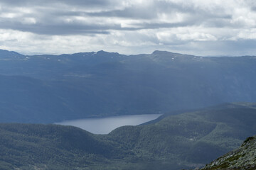Naklejka premium Summer landscape in mountains area.