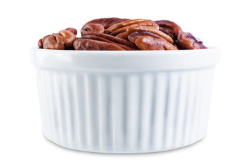 Pecan nuts on a white isolated background