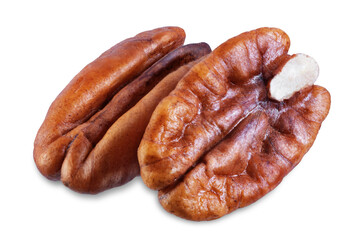 Pecan nuts on a white isolated background