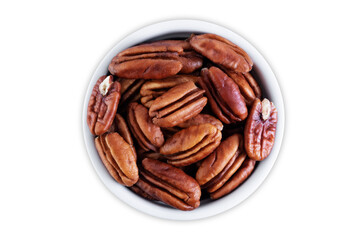 Pecan nuts on a white isolated background