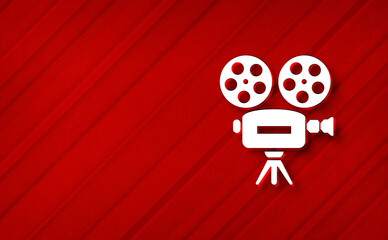 Video camera icon dreamy abstract red background diagonal stripe line illustration design