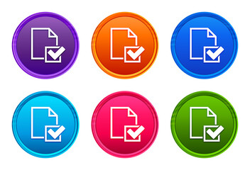 Checklist icon luxury bright round button set 6 color vector